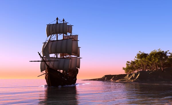 Обои море, 3D графика, корабль, парусник