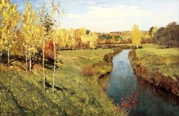 Обои холст, Левитан, масло, живопись, Золотая осень, Levitan