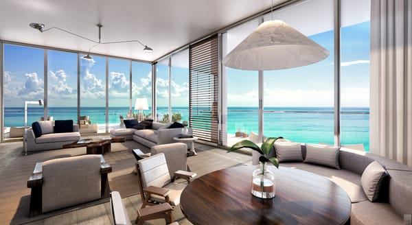 Обои комната, residences, столик, подушки, living room beach, интерьер, окна, стол, диваны, interior, пейзаж, desigen, кресла