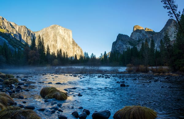 Обои деревья, камни, Национальный парк Йосемити, США, Yosemite National Park, скалы, Калифорния, речка