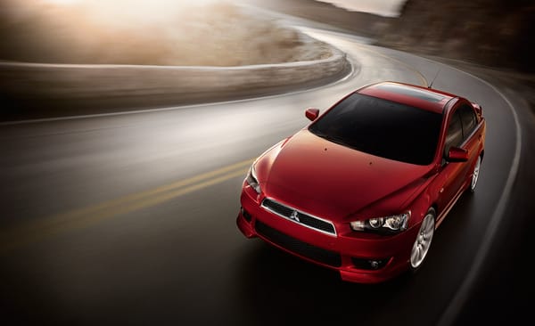 Обои mitsubishi lancer evolution X, дорога, размытость