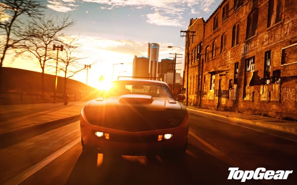 Обои Top Gear, Challenger, HPP, небо, высшая передача, Superbird, самая лучшая телепередача, топ гир, город, оранжевый, передок, тюнинг, tuning, Dodge, мускул кар, закат, Muscle car