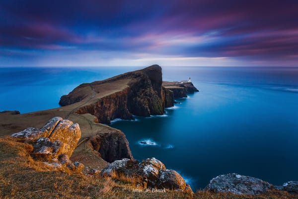 Обои вечер, на краю, Шотландия, архипелаг Внутренние Гебриды, Neist point, маяк, остров Скай