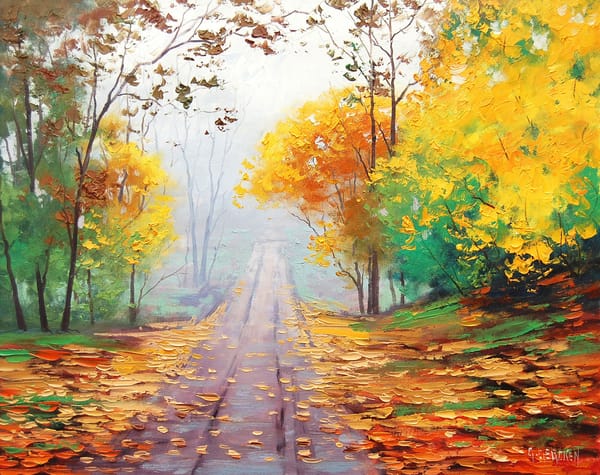 Обои АРТ, РИСУНОК, ARTSAUS, ROAD THROUGH THE MIST