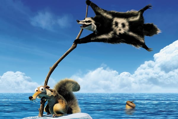 Обои Ice Age, Белка, Ледниковый Период, Хвост, Клыки, Росомаха, Море, Лед, Кадр, Жёлудь, Висит