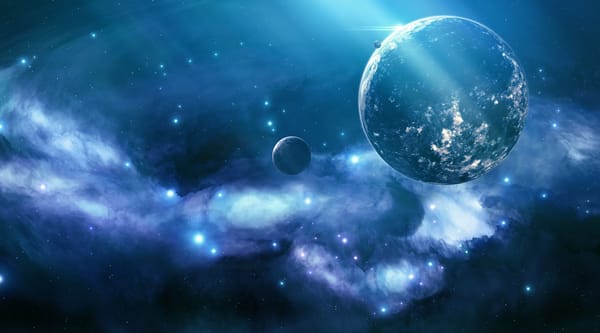 Обои планеты, unknown planet, Blue nebula, звёзды, космос, туманность, сияние