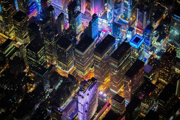 Обои Manhattan, United States, USA, lights, New York, NYC, United States of America, evening, buildings, America, New York City, night, offices, above