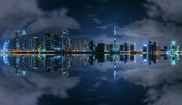 Обои Night, Panorama, Business Bay, Dubai