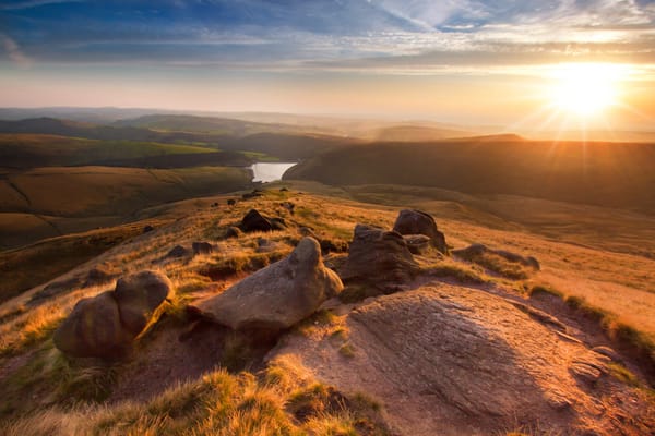 Обои England, Hayfield, Манчестер, Великобритания, Kinder Scout, Manchester, sunset, закат