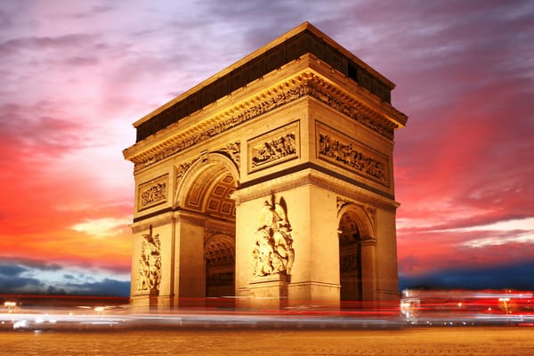 Обои Триумфальная арка, Франция, Париж, вечер, Arc de Triomphe, небо