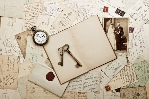 Обои vintage, письма, винтаж, часы, сургучная печать, марки, ретро, фотографии, книга