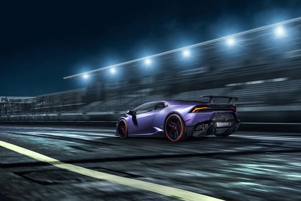 Обои Novara, vorsteiner, lamborghini Huracan, tuning, supercar, в движении, ночь