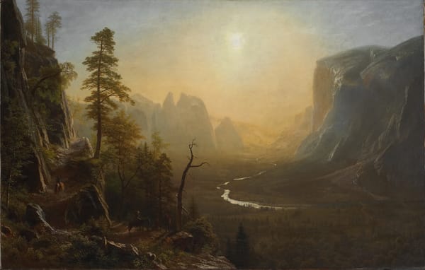 Обои Albert Bierstadt, картина, живопись, Glacier Point Trail, painting, Yosemite Valley