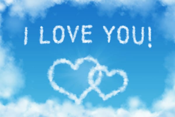 Обои i love you, облака, небо, сердца