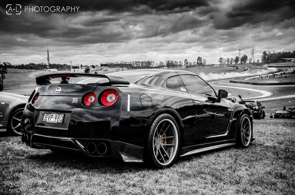 Обои Nissan Skyline, GT-R, R35, черно-белое, черный, ниссан