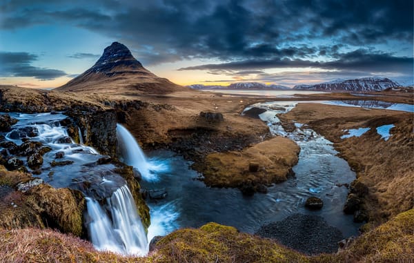 Обои река, Киркьюфетль, Snaefellsfnes, водопад, Исландия, полуостров, Kirkjufell, гора