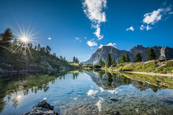 Обои небо, South Tyrol, Dolomites, Доломитовые Альпы, горы, Южный Тироль, Италия, отражение, Lago di Limides, Italy, озеро