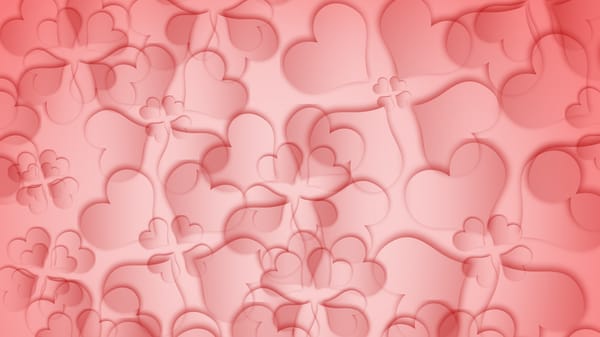 Обои red, abstraction, love, hearts, texture, pink, flower, leafs