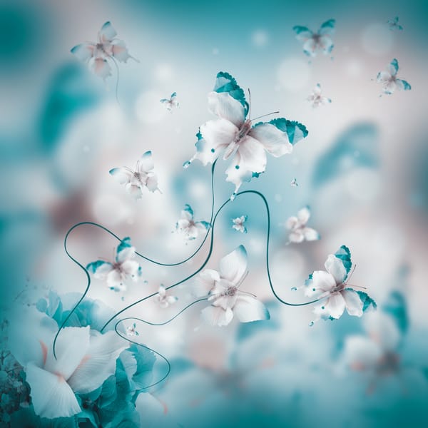Обои бабочки, лепестки, water, butterflies, floral, blue