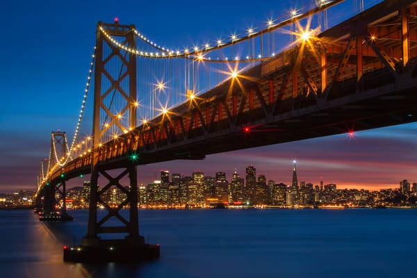 Обои Bay Bridge, залив Сан-Франциско, Калифорния, огни, California, San Francisco Bay, San Francisco, мост, Сан-Франциско, ночной город