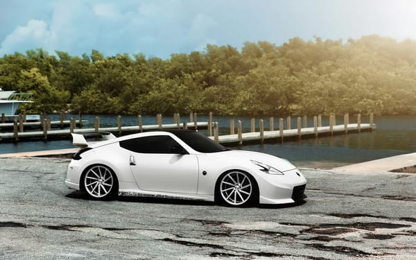 Обои Nissan 370Z, tuning, тюнинг, авто, ниссан, набережная, white, car
