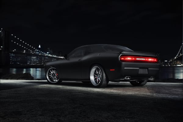Обои додж, мост, город, мускул кар, челленджер, muscle car, Dodge, black, Challenger, мегаполис, чёрный, ночь