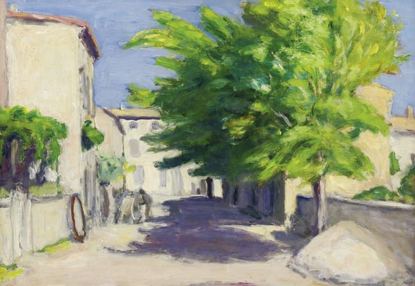 Обои картина, Элберт Андре, Деревенская Улица в Провансе, дом, пейзаж, Albert Andre