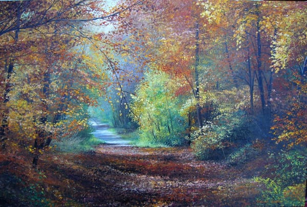 Обои картина, "Осенняя улыбка", масло, холст