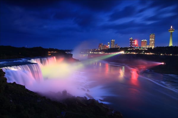Обои USA, город, Canada, Онтарио, Канада, ночь, Niagara Falls, Ниагарский водопад, night, Ontario