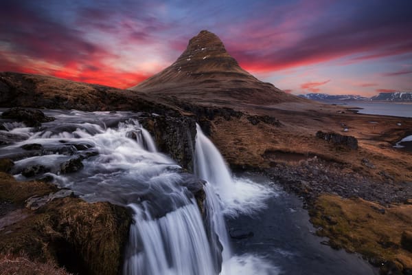 Обои Island, Kirkjufell, водопад, гора, Wasserfall, пейзаж