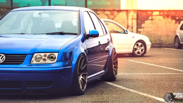 Обои Volkswagen, тюнинг, фары, раскатанные арки, Wheels, Jetta, обода, Blue, Eryk Wroblewski, Bora, XXR, диски, JDM Style, Car