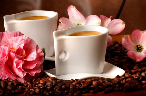 Обои кофе, flowers, кофейные зерна, аромат, coffee, aroma coffee beans, цветы