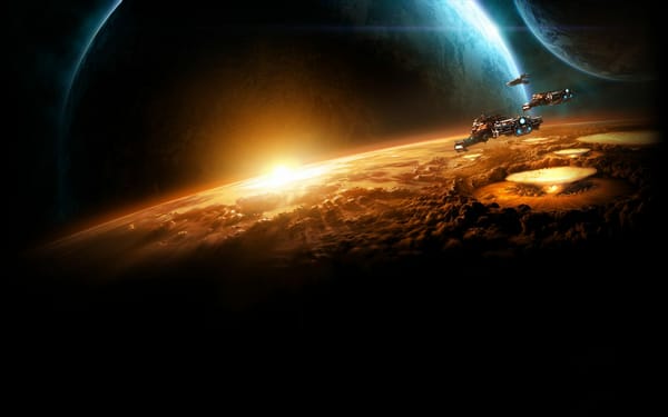 Обои starcraft 2, эвакуация, уничтожение, крейсеры