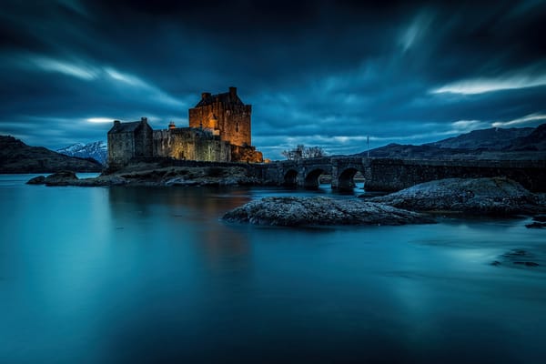 Обои Замок Эйлен-Донан, мост, Шотландия, Loch Duich, замок, фьорд, Eilean Donan Castle, ночь, вода, Scotland