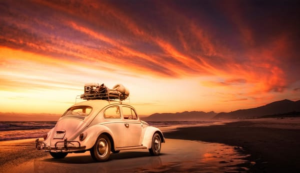 Обои пляж, Volkswagen, машина