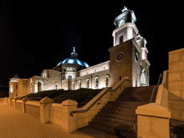 Обои Geraldton, Джералдтон, подсветка, собор, Австралия, ночь