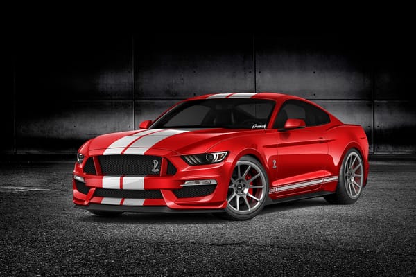 Обои Ford, мустанг, by Gurnade, Mustang, GT350, red, мускул кар, форд, рендеринг, muscle car, rendering, красный