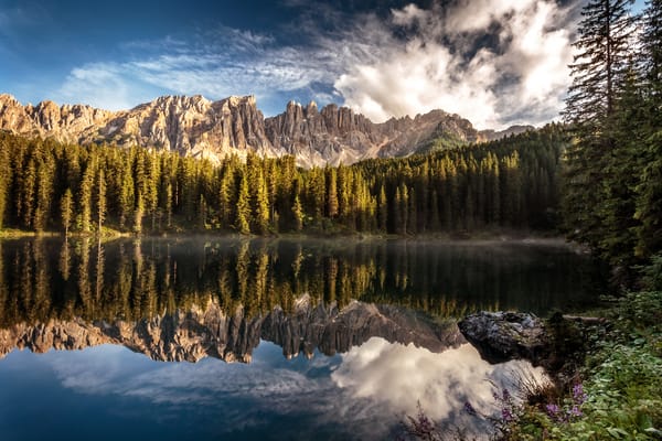 Обои Karersee, evening light, Alto Adige