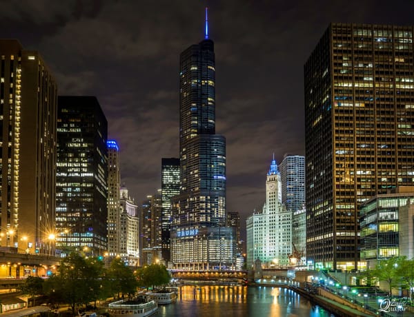 Обои Ночь, Chicago, USA, nightscape, skyline, Чикаго, Небоскребы