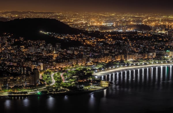 Обои Rio de Janeiro, ночь, огни, панорама, Рио-де-Жанейро, Бразилия
