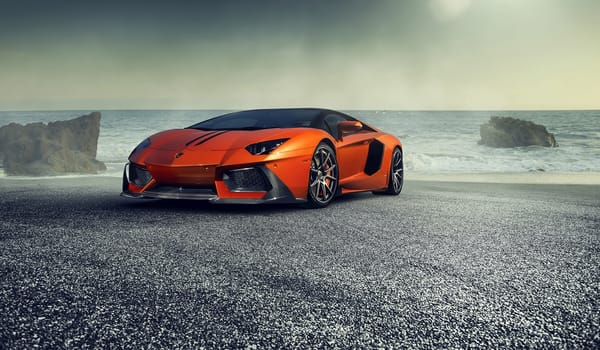 Обои Lamborghini, Orange, Sea, Front, Vorsteiner, Supercar, LP740-4, Aventador-V, Zaragoza