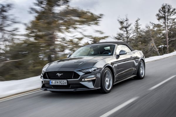 Обои Ford, кабриолет, дорога, Mustang GT 5.0 Convertible, 2018, тёмно-серый