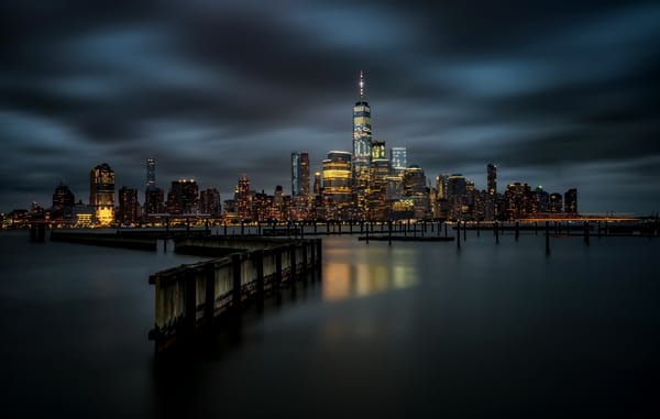 Обои город, ночь, newport marina, new york