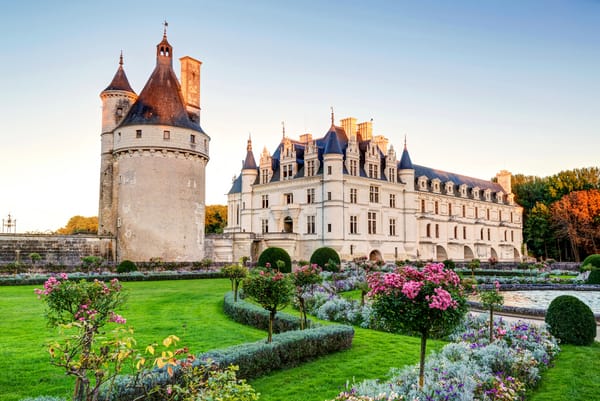 Обои Франция, город, парк, газон, Chenonceau, замок, кусты