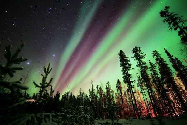 Обои Aurora Borealis, северное сияние, природа, ночь, звезды