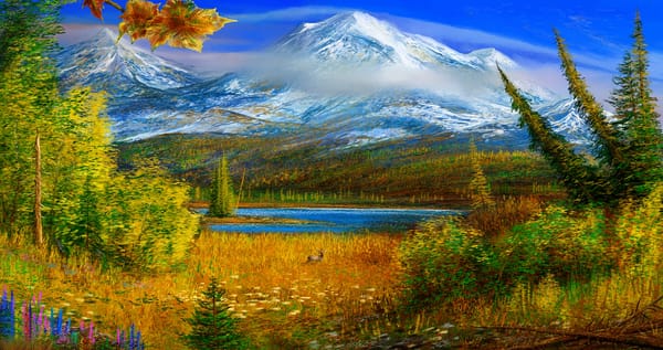 Обои alaska, горы, картина, осень