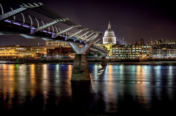 Обои ночь, мост, Великобритания, Millennium Bridge, Лондон
