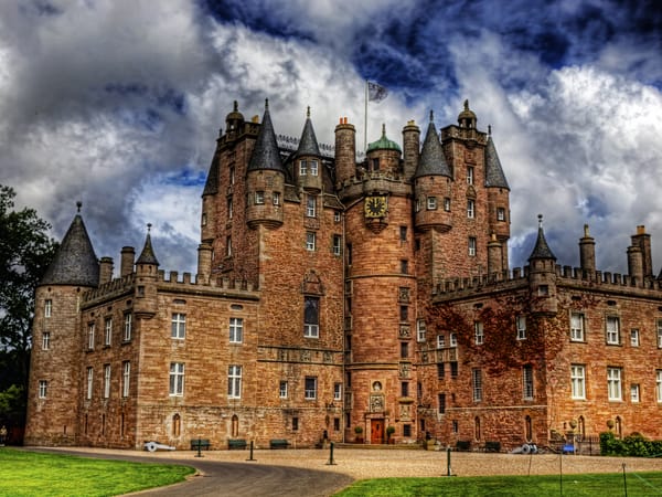 Обои Шотландия, замок, часы, стены, обработка, Glamis Castle, башни