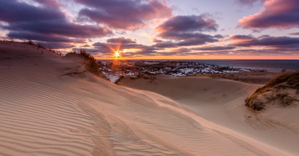 Обои lake michigan, закат, пейзаж