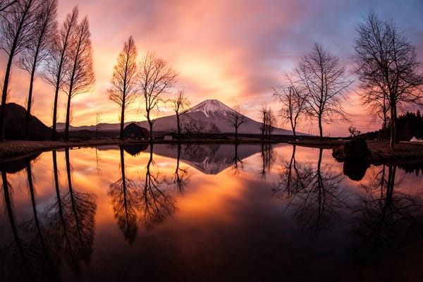 Обои Япония, стратовулкан, 富士山, Март, Фудзияма, весна, гора, вечер, остров Хонсю